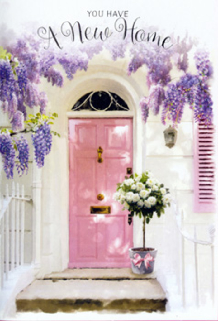 Outside a lovingly kept Harringay townhouse, the entrance has been transformed into a soft, romantic vignette that feels both personal and welcoming. The front door is painted a delicate, almost chalky pink, its surface catching the natural light that drifts along the street, much like the gentle glow that settles over Wightman Road on a calm evening. Framing this inviting door, long tendrils of wisteria cascade down from above, laden with clusters of lilac and lavender blossoms. The petals gather densely, hanging in tapered bunches that graze the edges of the doorframe and spill toward the whitewashed walls, their colour standing out yet harmonising perfectly with the pastel surroundings. A single shutter, brushed in a matching pale pink, adds to the sense of thoughtful design and balance, guiding the gaze toward the centre of the doorway. On the step, a sturdy, softly weathered metal bucket sits with quiet confidence, its muted grey tone providing a cool contrast to all the warmth of the pinks and purples. Overflowing from this bucket is a lush, hand-arranged selection of white and cream roses, each blossom beautifully open yet still holding some of its curl at the petal tips, like soft little spirals of ivory satin. Interwoven among the roses are stems of fresh greenery, their leaves a gentle sage and forest green, adding depth and the impression of movement. Around the bucket, a pale pink ribbon is tied into an elegant bow, the ends trailing lightly, mirroring the falling lines of the wisteria above. The scene feels like a captured moment just before the new homeowners arrive-a quiet, fragrant welcome designed to celebrate new beginnings in Harringay, a floral embrace that could easily have been curated by Harringay Flowers for a special housewarming or congratulations delivery.